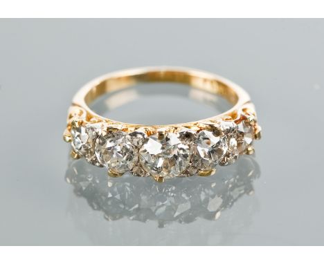 VICTORIAN DIAMOND FIVE STONE RING
the old cut diamonds totalling approximately 2.0 carats, marked 18ct for eighteen carat gol