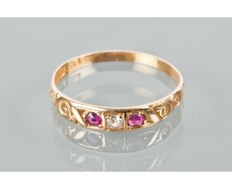 VICTORIAN DIAMOND AND RUBY RING
with full hallmarks for eighteen carat gold