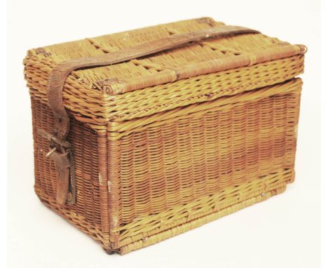 A vintage wicker picnic set fitted with various chrome plated accessories.  