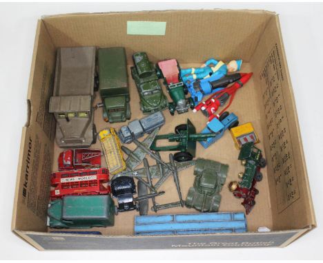 A box of mainly die cast model vehicles including Lesney, Thunderbirds and Dinky Toys.  