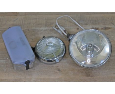 Three classic car chrome spotlights comprising a Marschal, Lucas SLR 700S &amp; a Cibie AL485  