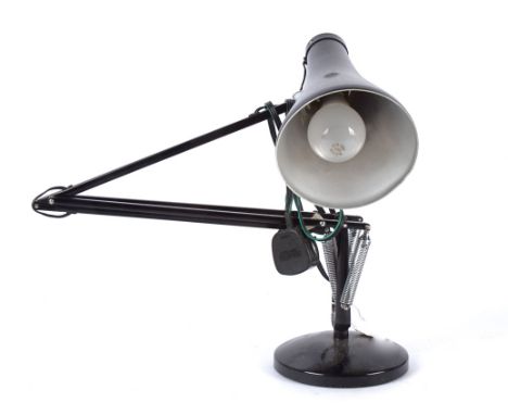 A Herbert Terry &amp; Sons Ltd Model 75 Anglepoise lamp in Black, with rocker ON OFF switch to the back of the head and mount