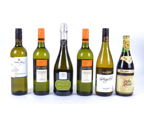 Six bottles of white wine, consisting of two bottles of 2009 South African Cape Grace, Chenin Blanc Colombard, a bottle of Ge