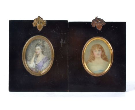 A watercolour miniature portrait study of a Mrs Fermor purportedly a muse of Alexander Pope,  and inspiration for 'The Rape o