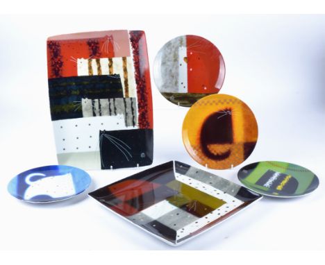 Govinder Nazran (1964-2008) for Royal Worcester,  one square and one rectangular bone china plate, 'Rejects' and 'Die Jugendl