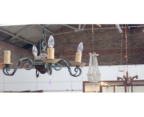 A BAG CHANDELIER and two other light fittings