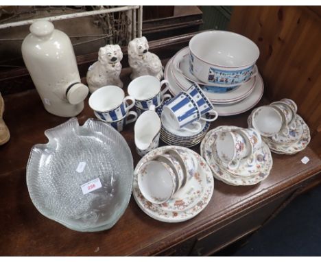 A COLLECTION OF ROYAL WORCESTER TEAWARE, a pair of Royal Doulton Staffordshire style dogs and other items