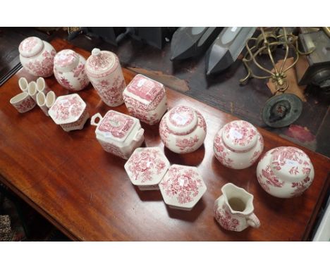 A COLLECTION OF MASONS IRONSTONE GINGER JARS, trinket box and other items