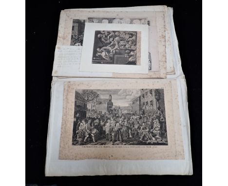 WILLIAM HOGARTH, a collection of unframed engravings including 'The Laughing Audience', The Chorus', 'The Bench' and others