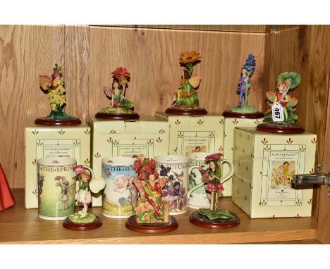 EIGHT BORDER FINE ARTS STUDIO FLOWER FAIRIES, by Cicely Mary Barker, boxed 'the Nasturtium Fairy' A0744, boxed, 'The Bugle Fa