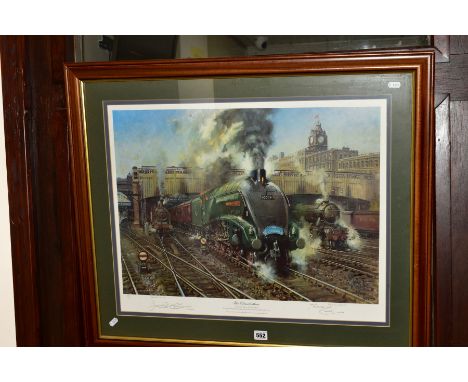 TERENCE CUNEO (BRITISH 1907-1996) 'THE ELIZABETHAN', a limited edition print 676/850 of Union of South Africa Steam Train, si