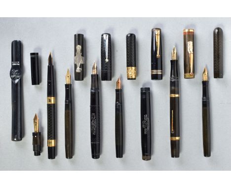 SEVEN FOUNTAIN PENS BY MABIE TODD including two The Swan B2 pens, one SM 200/60 self filler, one 1060 Leverless (no nib assem