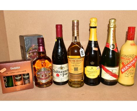 A COLLECTION OF WHISKY, WINE AND SPIRIT, comprising a bottle of Glenmorangie Highland Single Malt Scotch Whisky 10 Year Old, 