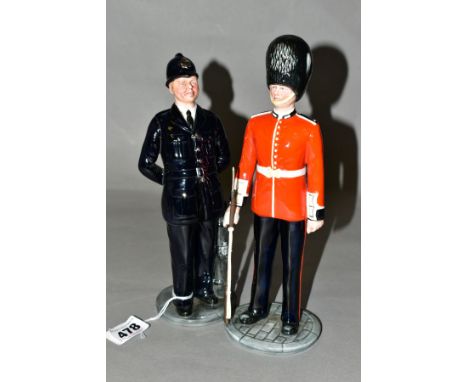 TWO ROYAL DOULTON FIGURES 'The Policeman' HN2778 and 'The Guardsman' HN2784 (with a loose plastic rifle) (2)Condition report 