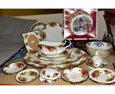 ROYAL ALBERT 'OLD COUNTRY ROSES' to include four graduating platters, largest approximately 42cm in length, four trinket dish