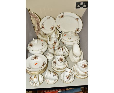 ROYAL WORCESTER 'GOLDEN HARVEST' DINNER/TEA WARES, comprising eight dinner plates, eight side plates, eight soup bowls, six c