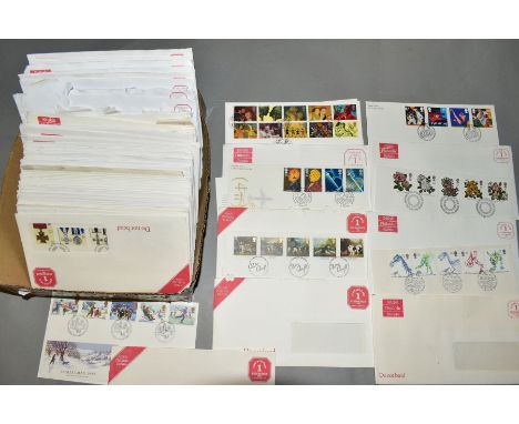 APPROXIMATELY ONE HUNDRED GB FIRST DAY COVERS from 1990's, still in philatelic bureau envelopes