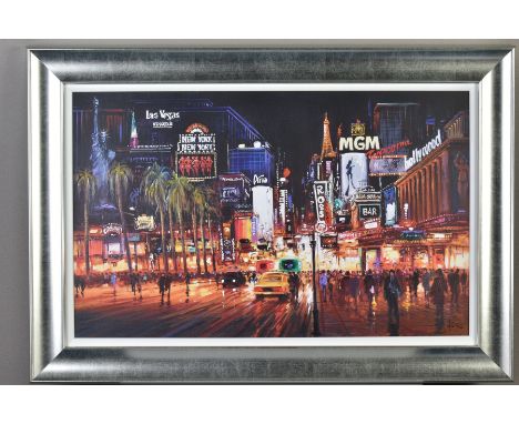 HENDERSON CISZ (BRAZIL 1960), 'Vegas Lights', a limited edition print of a Las Vegas skyline at night, 165/195, signed bottom