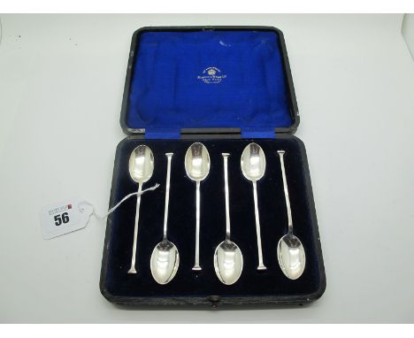 A Set of Six Hallmarked Silver Teaspoons, Mappin &amp; Webb, Sheffield 1921, in original fitted case. 