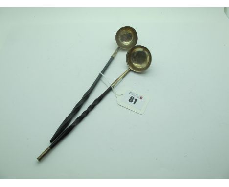 A Scottish Part Hallmarked Silver Cream Ladle, (marks rubbed) with twisted handle, 22.5cm long; Together with Another Similar