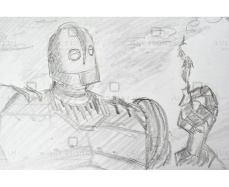 The Iron Giant (1999) - Richard Bazley (lead animator) - an original pencil on paper drawing portraying The Giant, as drawn b