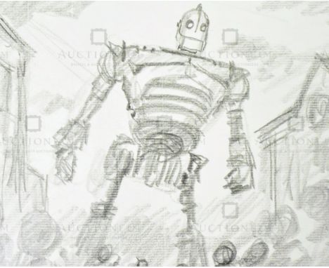 The Iron Giant (1999) - Richard Bazley (lead animator) - an original pencil on paper drawing portraying The Giant, as drawn b