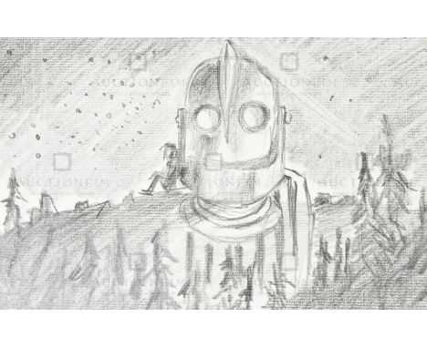 The Iron Giant (1999) - Richard Bazley (lead animator) - an original pencil on paper drawing portraying The Giant, as drawn b