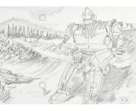 The Iron Giant (1999) - Richard Bazley (lead animator) - an original pencil on paper drawing portraying The Giant, as drawn b