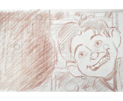 The Iron Giant (1999) - Richard Bazley (lead animator) - an original pencil on paper drawing portraying the character Hogarth