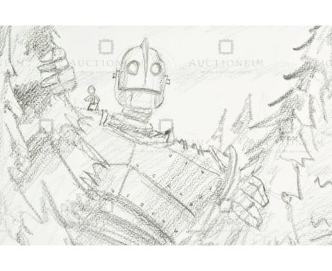 The Iron Giant (1999) - Richard Bazley (lead animator) - an original pencil on paper drawing portraying The Giant, as drawn b