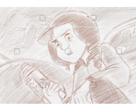 The Iron Giant (1999) - Richard Bazley (lead animator) - an original pencil on paper drawing portraying the character Hogarth