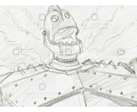The Iron Giant (1999) - Richard Bazley (lead animator) - an original pencil on paper drawing portraying The Giant, as drawn b