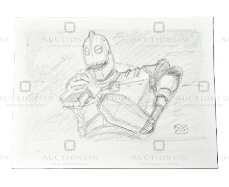 The Iron Giant (1999) - Richard Bazley (lead animator) - an original pencil on paper drawing portraying The Giant, as drawn b