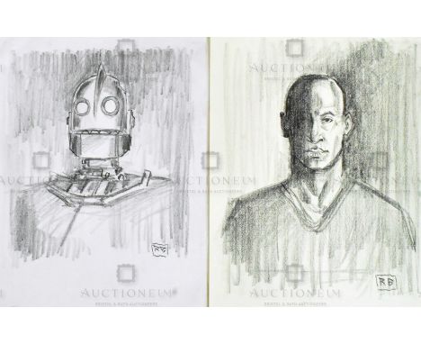 The Iron Giant (1999) - Richard Bazley (lead animator) - x2 original sketchbook drawings portraying 'The Giant' and the voice