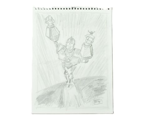 The Iron Giant (1999) - Richard Bazley (lead animator) - an original pencil on paper drawing portraying The Giant, as drawn b