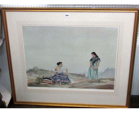 A 19th century oil painting on canvas of a rural landscape with wood gatherer, cottage, etc (for restoration) together with a