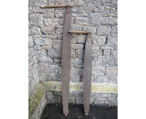 Two vintage two man/cross cut saws (AF)