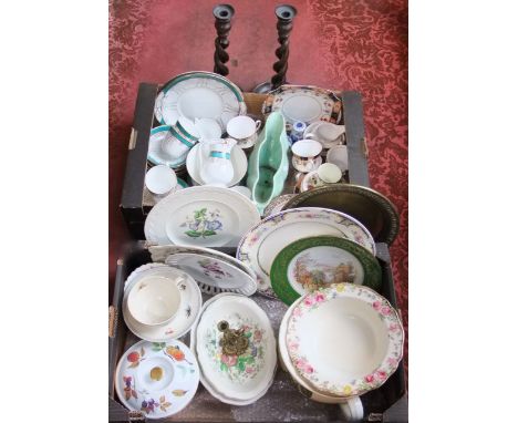 A collection of ceramics including a quantity of 19th century tea wares with turquoise and gilt border decoration including a