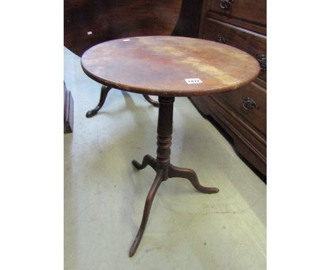 A 19th century mahogany occasional table of circular form raised on a partially turned bobbin pillar and shaped tripod