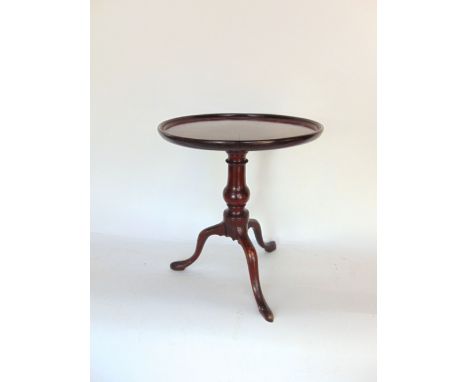 19th century apprentice mahogany tripod tea table, with dished top over a baluster column and three splayed feet, 34 cm high