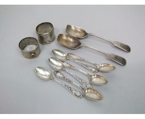 Silver flatware two napkin rings, 7 oz