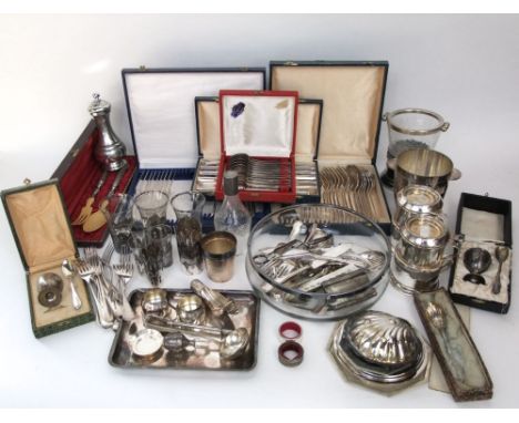 A box containing a large collection of good quality silver plated items to include silver plated pepper mill, silver plated i