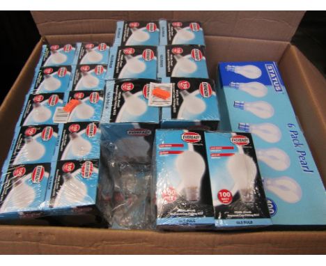 A quantity, approximately 100 light bulbs with bayonet fittings, mainly 100 watt examples