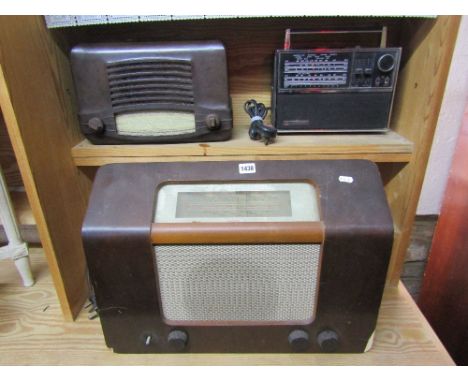 A vintage Cossor Bakelite cased radio, further Murphy mains radio and a Bush multi band transistor mains/battery example (3)