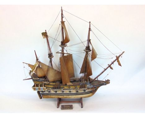 Scratch built scale model of "The Revenge" with modelers handbook and deck plans, 68 cm high