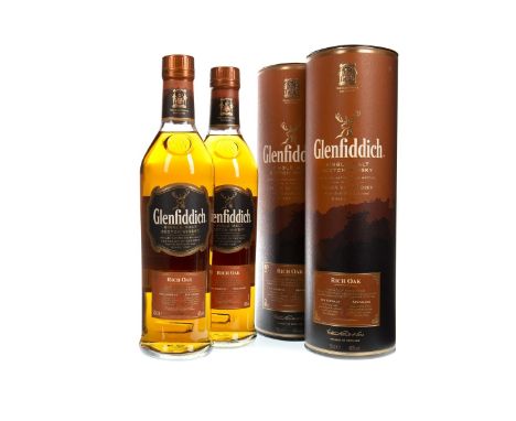 GLENFIDDICH RICH OAK AGED 14 YEARS (2) Single Malt Scotch Whisky 70cl, 40% volume, in tube. Two bottles.