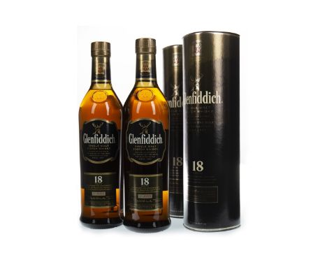 GLENFIDDICH 18 YEARS OLD (2) Single Malt Scotch Whisky 70cl, 40% volume, in tube. Two bottles.