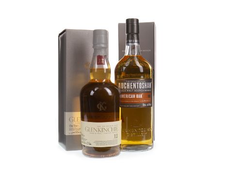 GLENKINCHIE 12 YEARS OLD Single Malt Scotch Whisky 70cl, 43% volume, in carton. AUCHENTOSHAN AMERICAN OAK Single Malt Scotch 