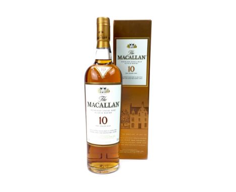 MACALLAN 10 YEARS OLD Single Malt Scotch Whisky Matured in sherry casks. 700ml, 40% volume, in carton.