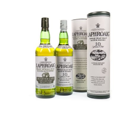 LAPHROAIG QUARTER CASK Single Malt Scotch Whisky 70cl, 48% volume, in tube. LAPHROAIG 10 YEARS OLD Single Malt Scotch Whisky 